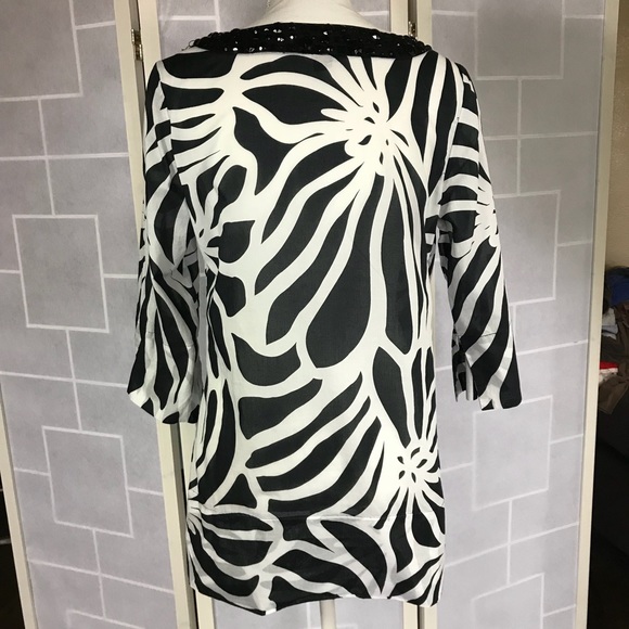 💥 INC Black & white beaded tunic - Picture 4 of 5